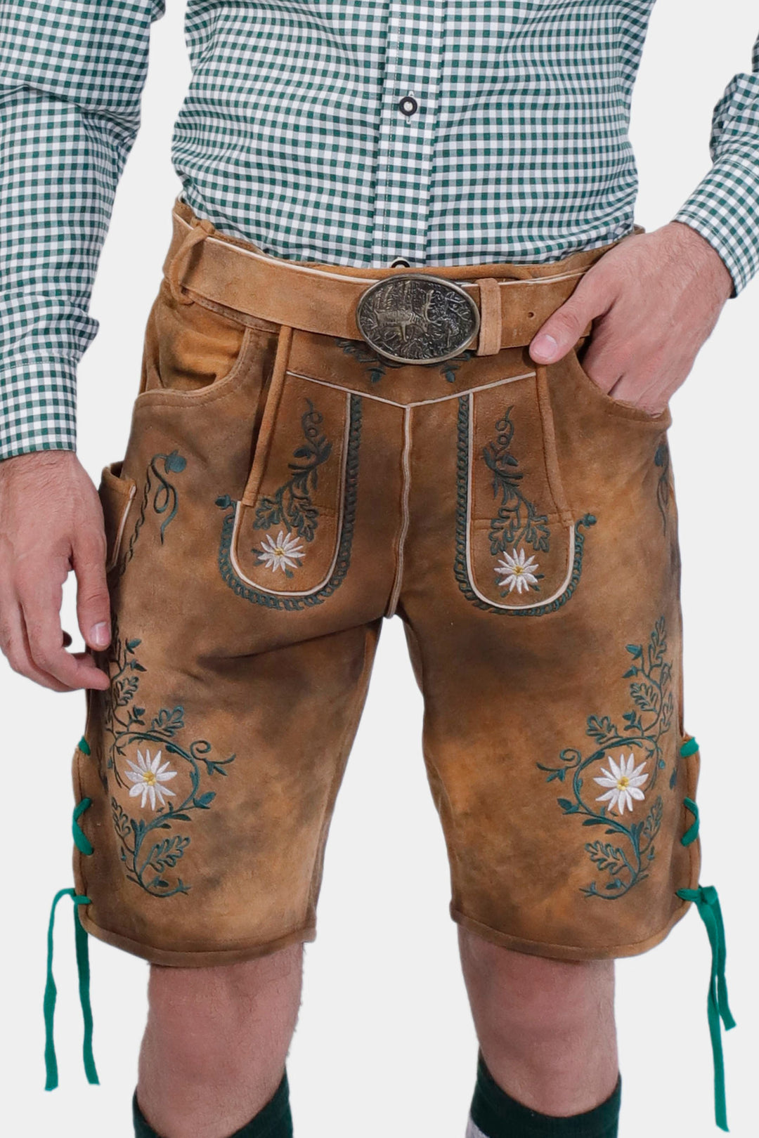 Braune Edelweiß-Lederhose