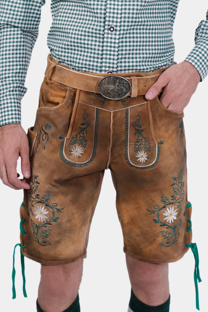 Braune Edelweiß-Lederhose