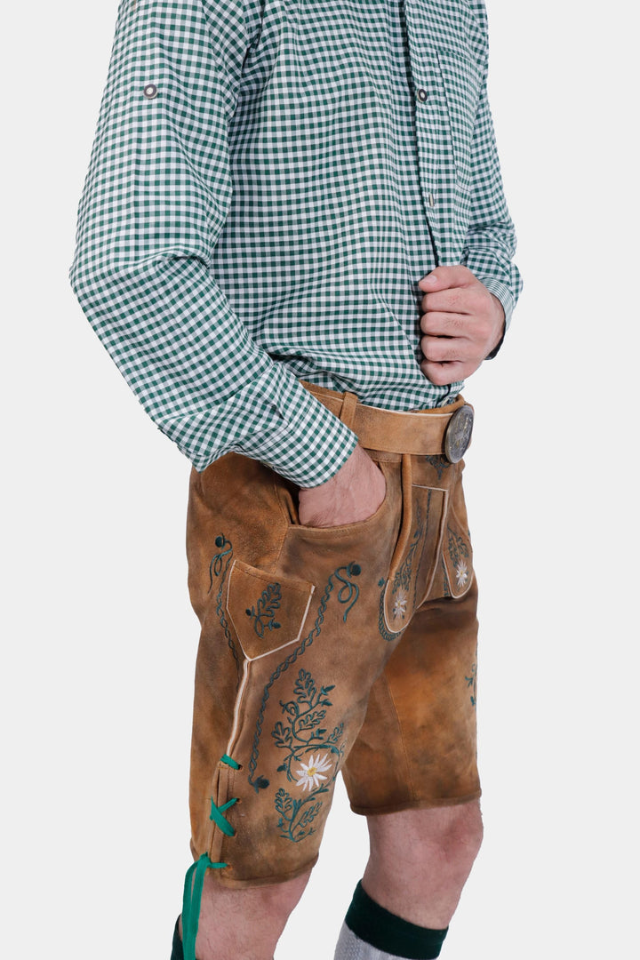 Braune Edelweiß-Lederhose