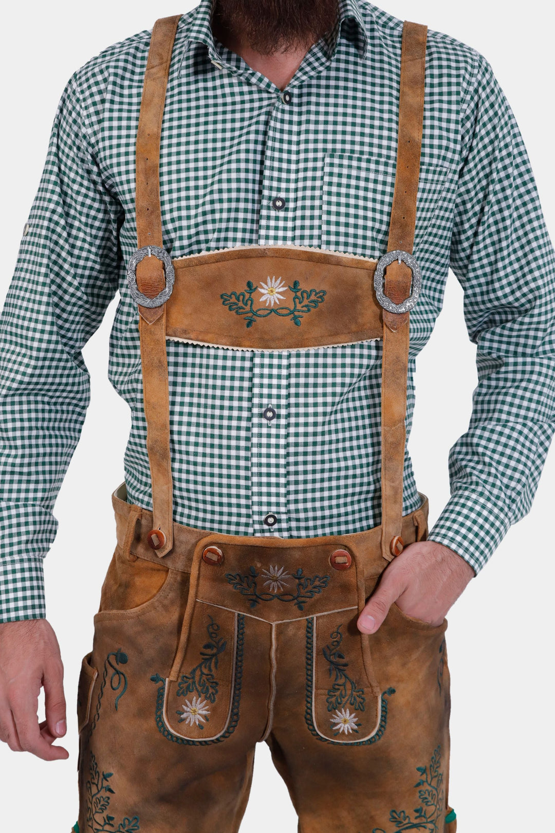 Braune Edelweiß-Lederhose