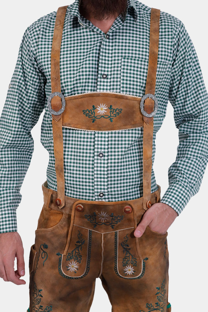 Braune Edelweiß-Lederhose
