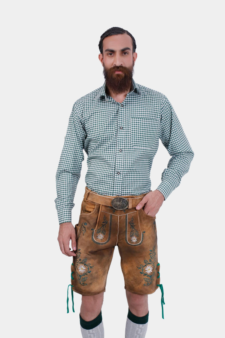 Braune Edelweiß-Lederhose