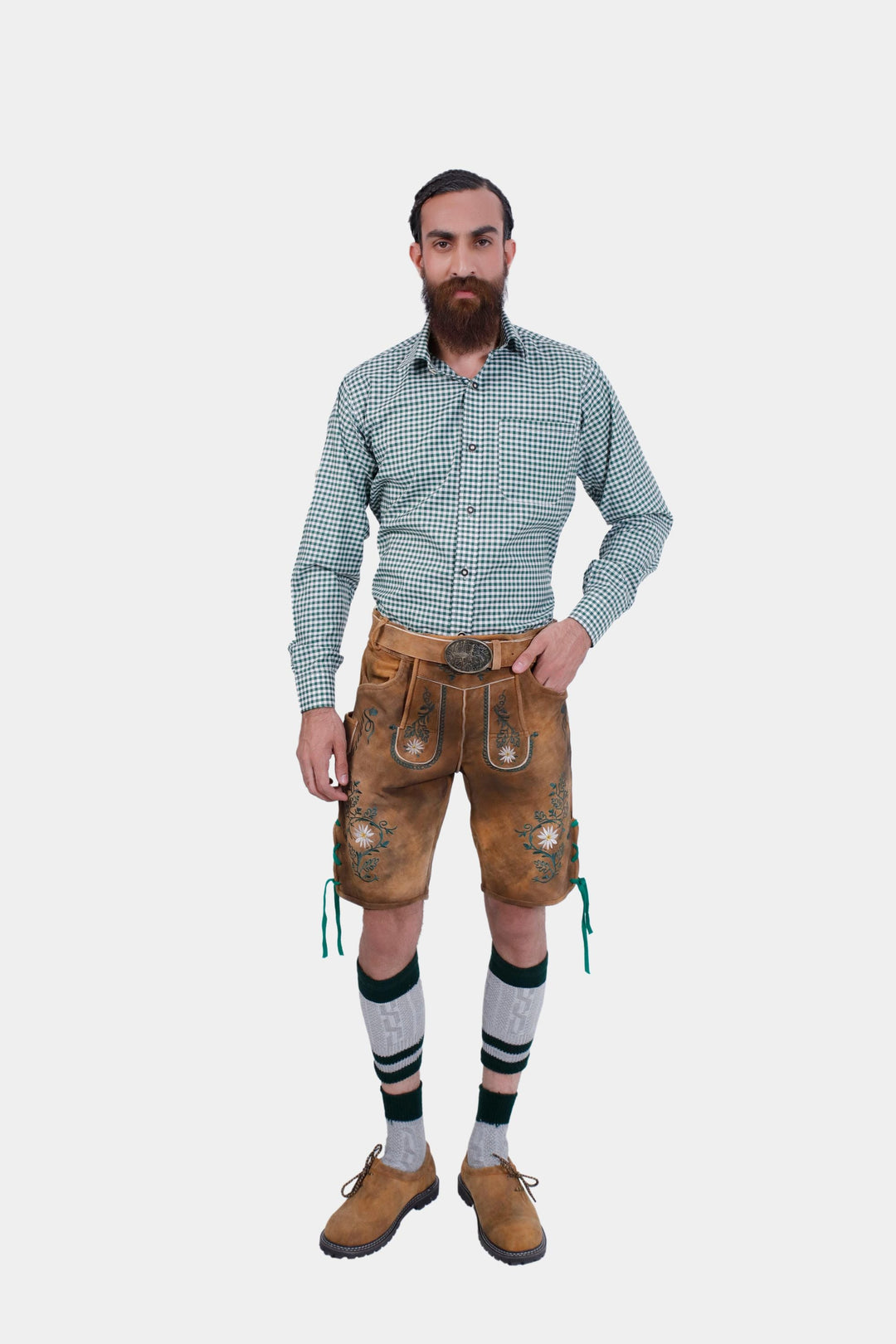 Braune Edelweiß-Lederhose