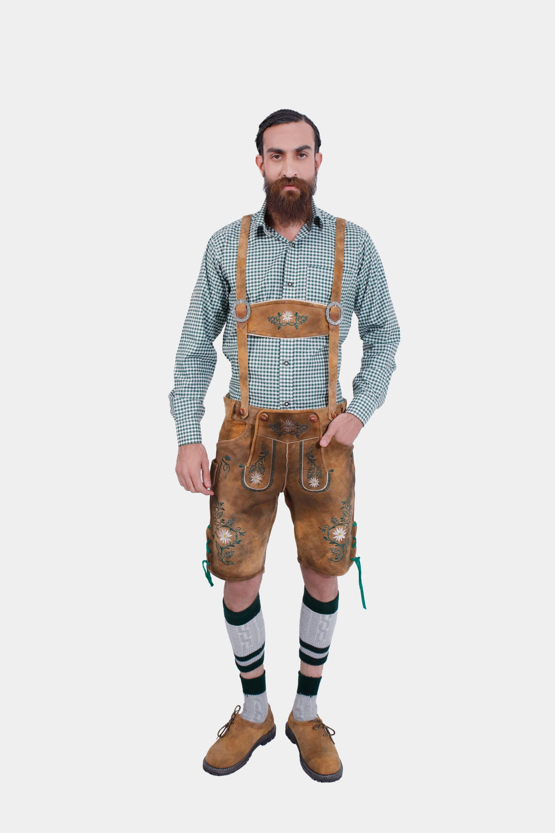 Braune Edelweiß-Lederhose