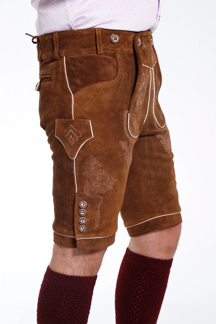 Genuine Bavarian Lederhosen for Men Hazelnut Brown