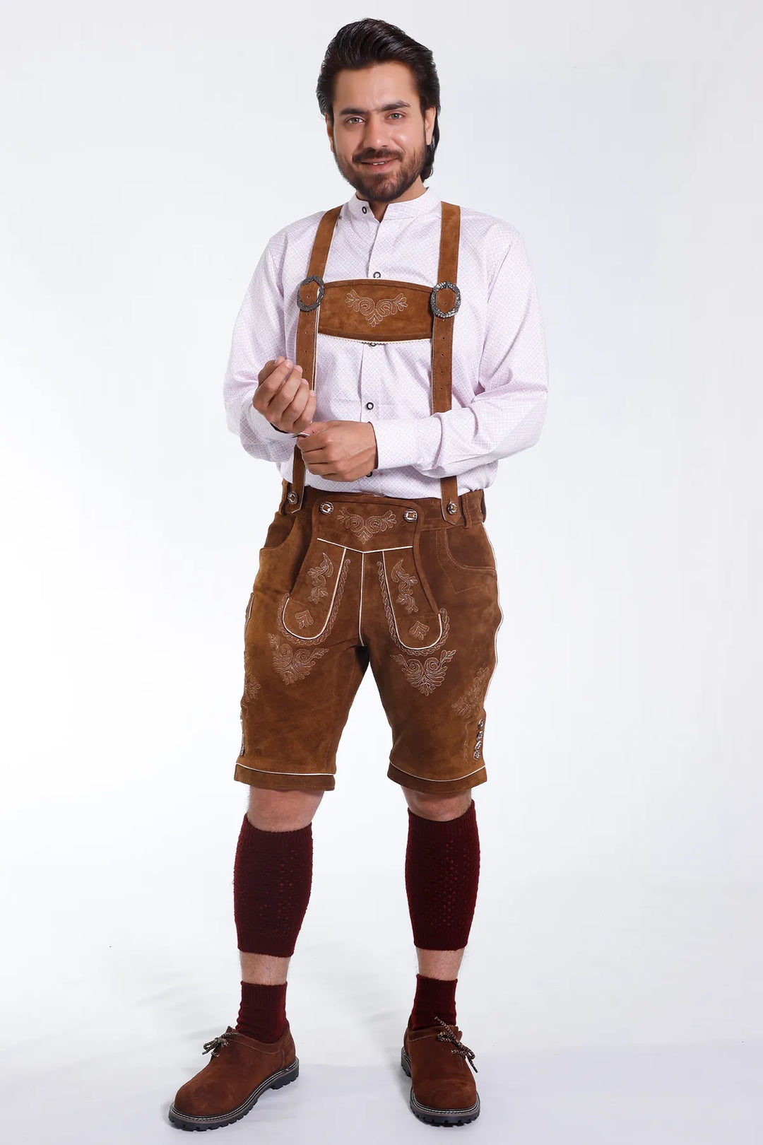 Genuine Bavarian Lederhosen for Men Hazelnut Brown